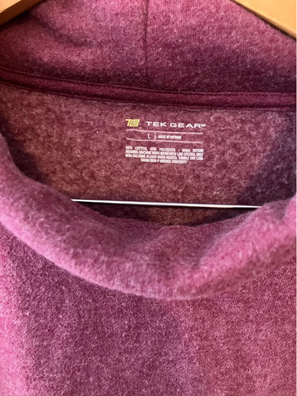 Tek Gear Womens L Mock Neck Fleece Pullover Burgundy Sweatshirt Cozy Top